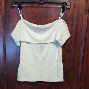 Stradivarius Cream Off-Shoulder white Top